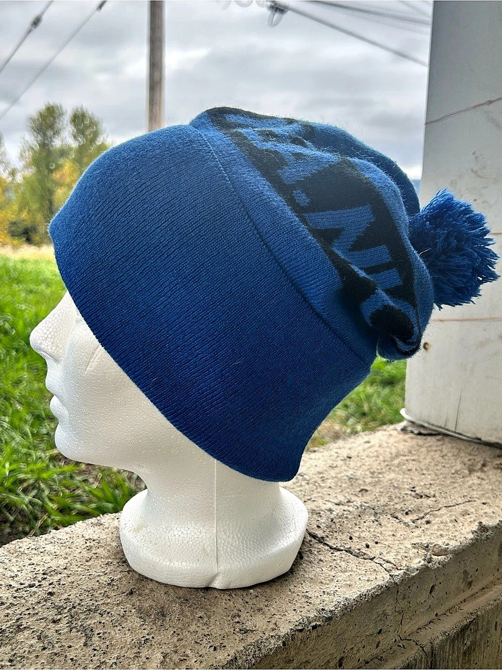 YEA.NICE Pom Beanie/Toque in Blue & Black